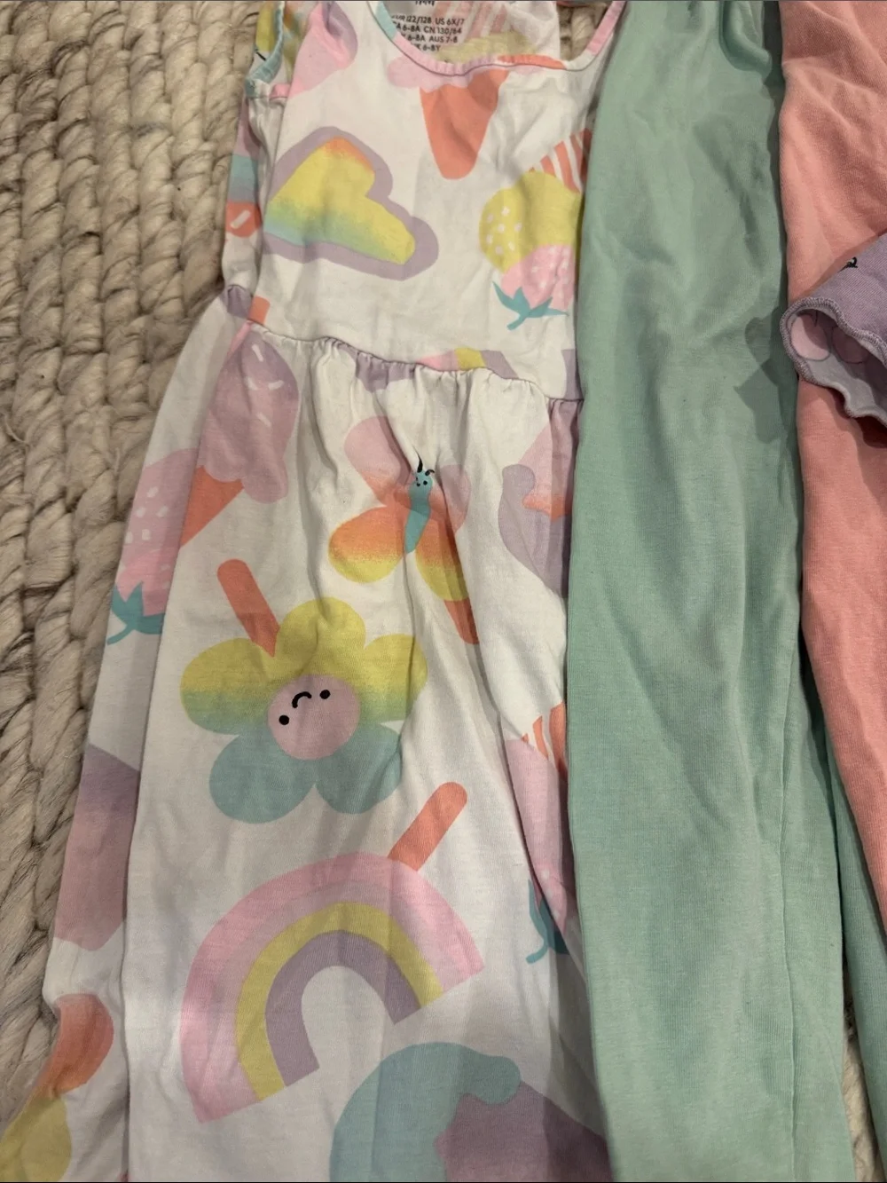 H&M Girls Matching Set - White, Lavender, Mint, Coral